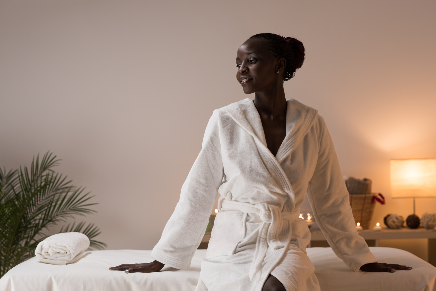 Woman Sitting at Beauty Spa Salon